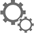 Two interlocking gears icon in gray